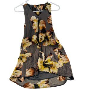 Style Rack Women's Floral‎ Dress Sleeveless size Large Gray Yellow Midi